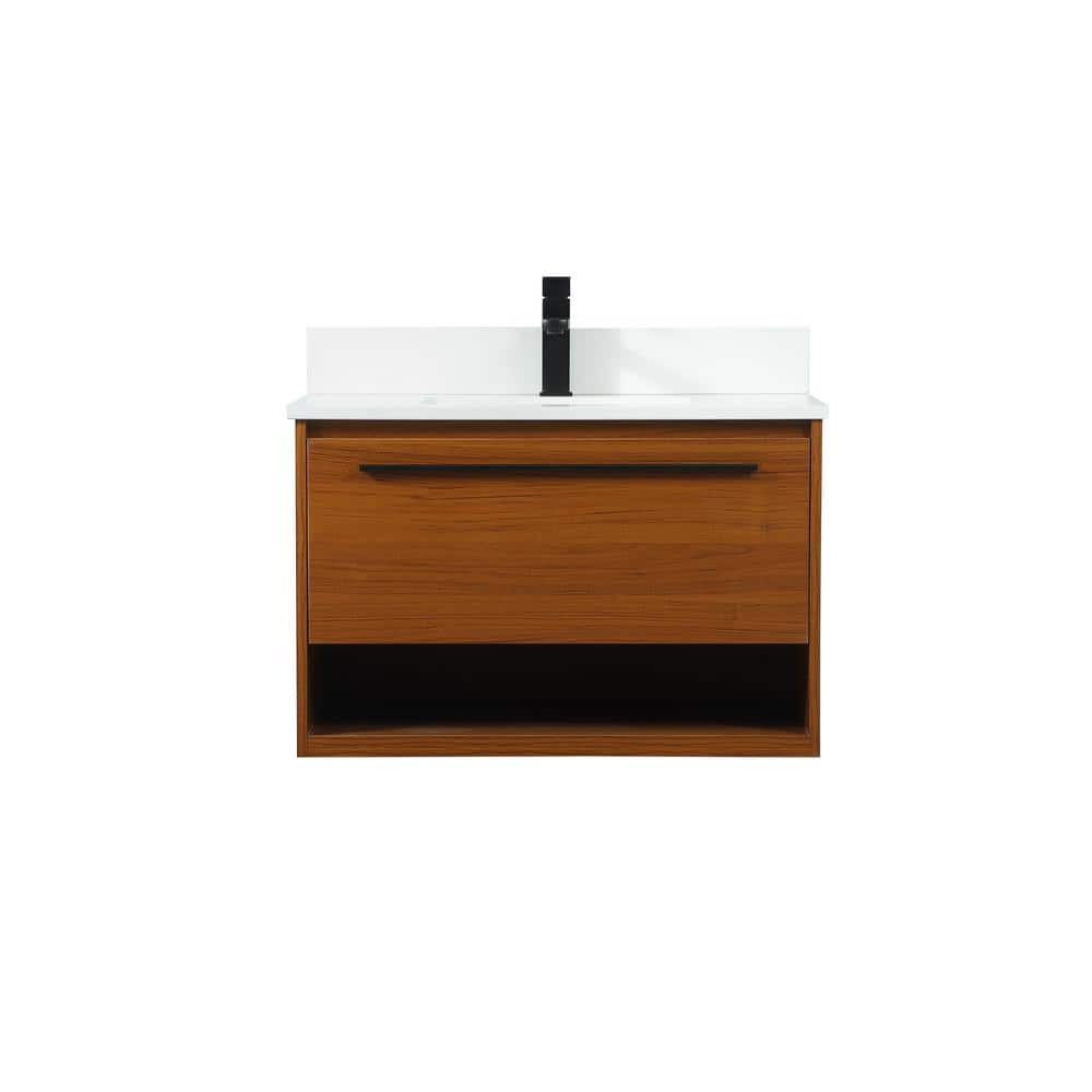 Timeless 30 in. W Single Bath Vanity in Teak with Engineered Stone Vanity T