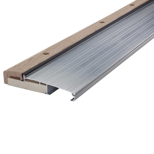 Adjustable 5-5/8 in. x 1-1/8 in. X 36 in. Exterior Silver Aluminum and Hardwood Door Threshold