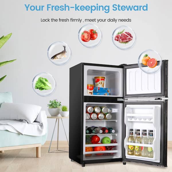Tymyp Refrigerator, Small Fridge, Mini Fridges, Portable Refrigerator, Compact Refrigerator, Compact Fridge with Freezer 3.5 cu.ft, 7 Level