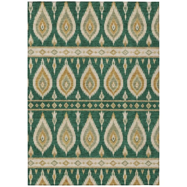 Chantille Machine Washable Indoor/Outdoor Abstract ACN3070 Emerald 9 ft. x 12 ft. Area Rug