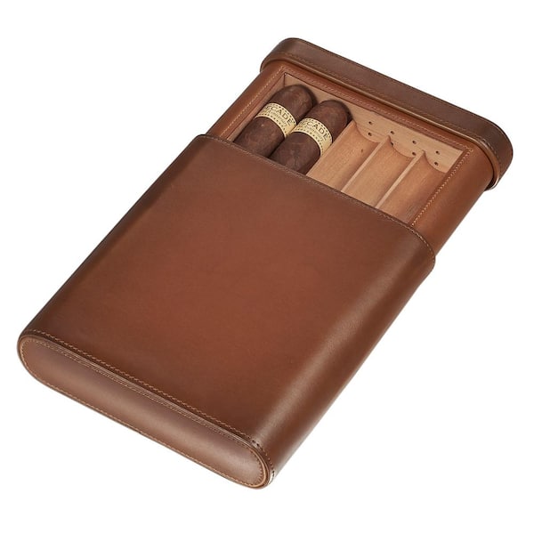 Leather and Wood Five Cigar Case Holder with Zip Closure - Teals Prairie &  Co.®