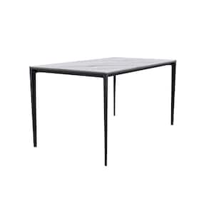 Avo Mid-Century Modern 71 in. Rectangular Dining Table with Black Aluminum Legs (White)
