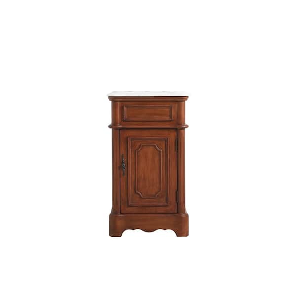 Unbranded Simply Living 19 in. W x 19 in. D x 33 in. H Bath Vanity in Teak with White Marble Top