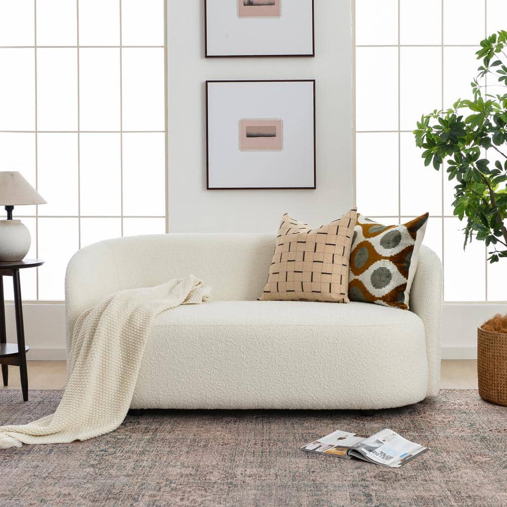 KINWELL 68 in. Cream Polyester Upholstered 2-Seater Loveseat