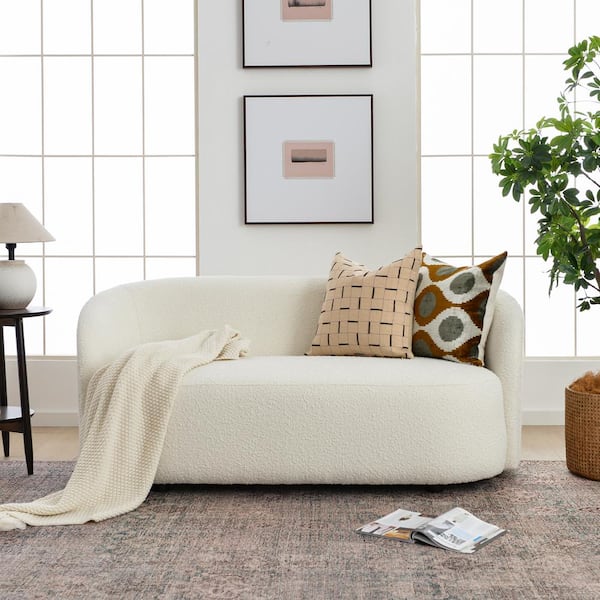 68 in. Cream Polyester Upholstered 2-Seater Loveseat