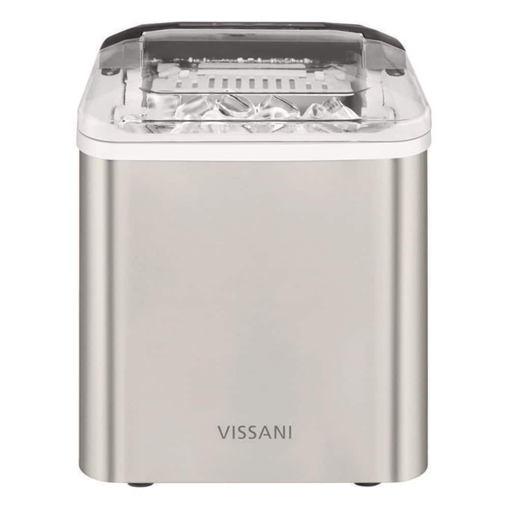 Vissani 22 lbs. Countertop Portable Bullet Ice Maker with Automatic Cleaning in Stainless Steel