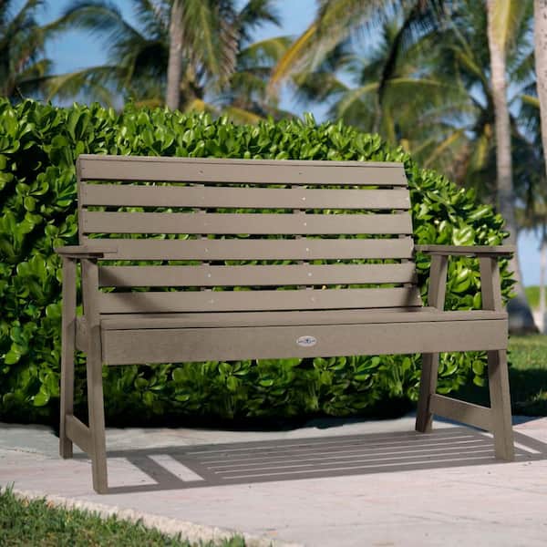 Highwood Riverside 4 ft. 2-Person Cabana Tan Recycled Plastic Garden Bench