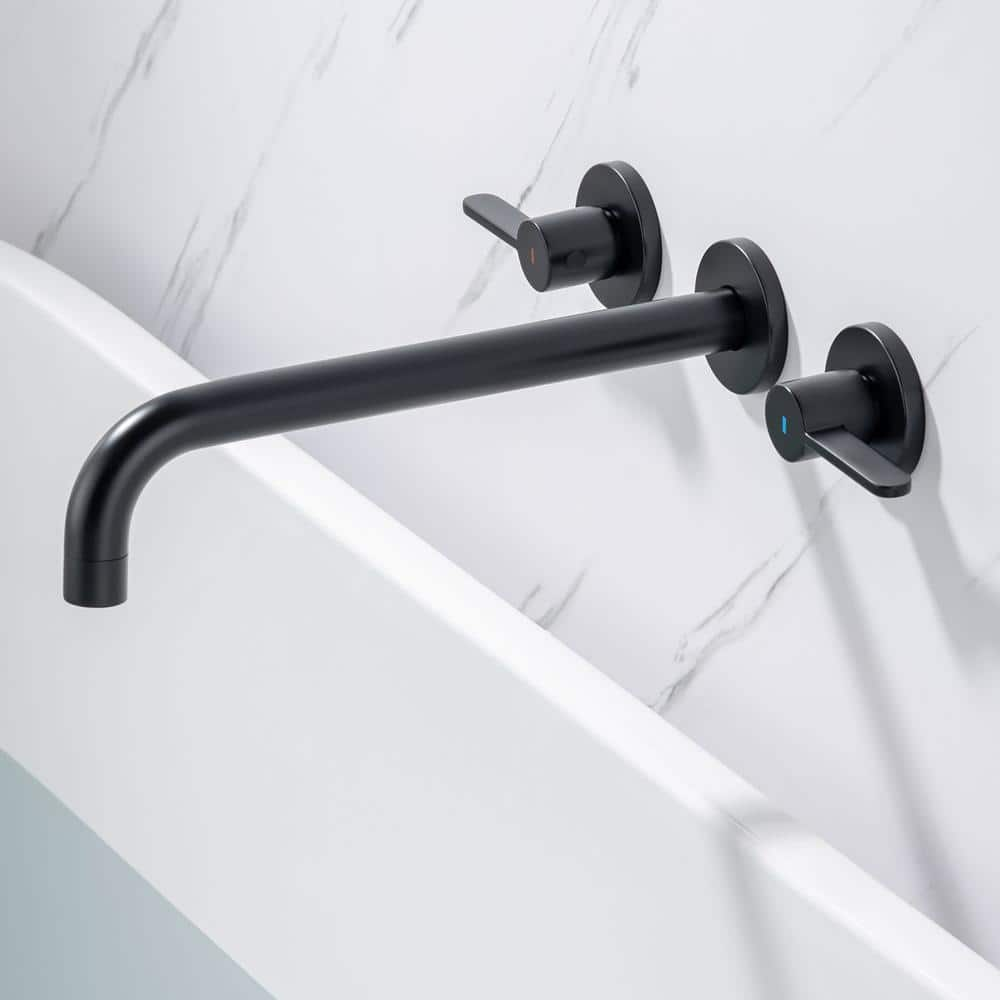 Staykiwi 2 Handle Wall Mount Roman Tub Faucet With High Flow Rate And Long Spout In Polished 6688