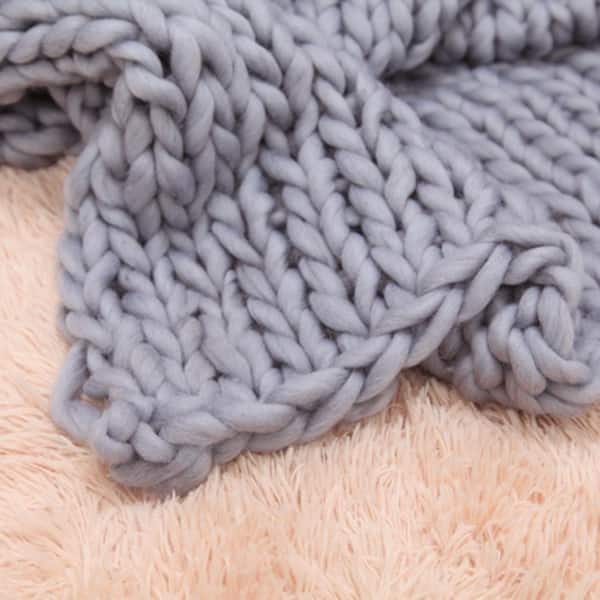 Decorative Bed Blanket, Arm Knitted from Merino Wool