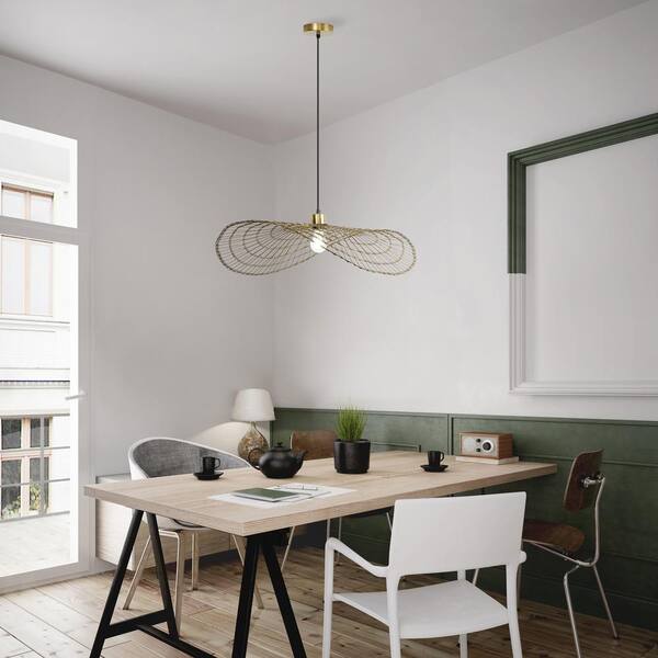 River of Goods Emma 40-Watt 1-Light Brass Cage Pendant Light with