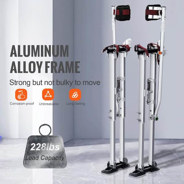 SKYSHALO Drywall Stilts 36 to 50 in. Adjustable Aluminum Tool Stilts with Protective Knee Pads Durable and Non-slip Work Stilts