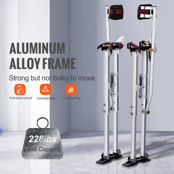VEVOR Drywall Stilts 36 in. - 50 in. Adjustable Aluminum Tool Stilts Durable and Non-slip Work Stilts