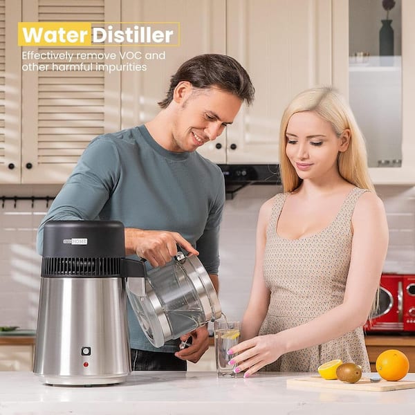 VIVOHOME 16-Cup Brushed 304 Stainless Steel Water Distiller Machine with a  Switch Purifier Filter X002E9UJRF - The Home Depot