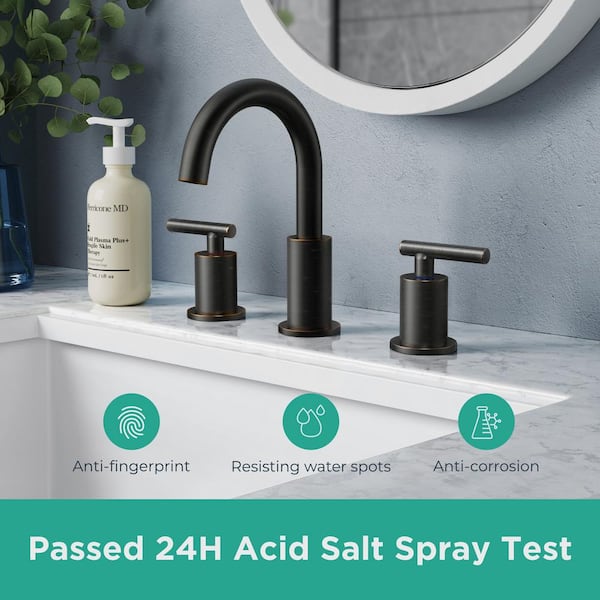 8 in. Widespread Double Handle Bathroom Faucet with Ceramic Disc Valve in Oil Rubbed Bronze