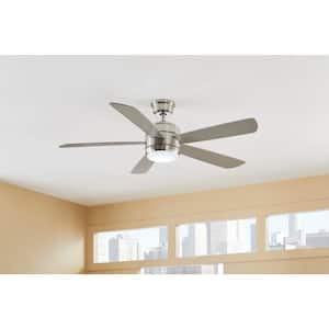 Averly 52 in. Indoor Brushed Nickel Ceiling Fan with Adjustable White Integrated LED with Remote Control Included