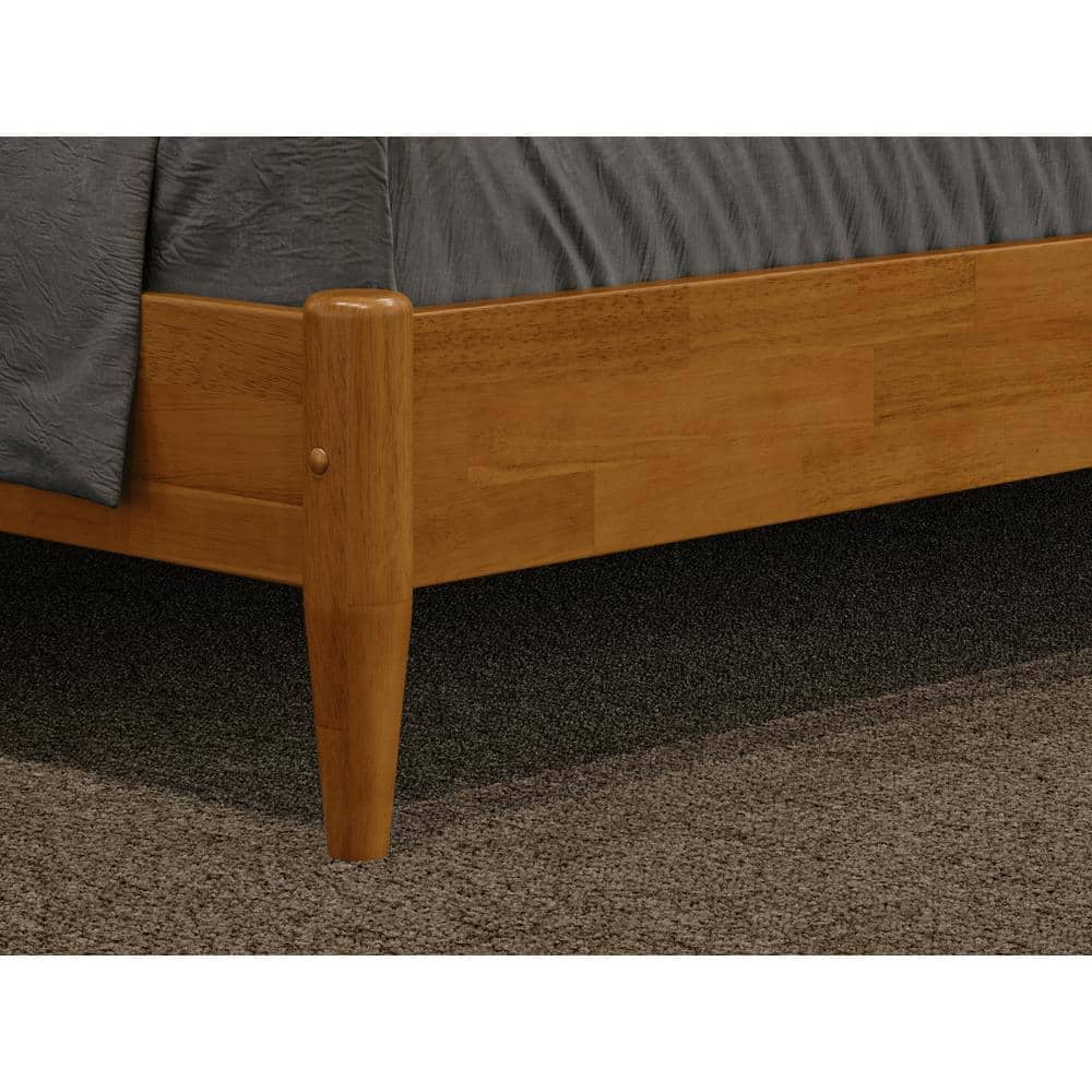 Sophia Light Toffee King Solid Wood Platform Bed with Headboard