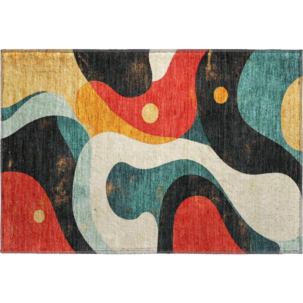 Mayfield Premium Machine Washable Abstract AMF2185 Red 2 ft. x 3 ft. Accent Rug price history on PriceWatchPro