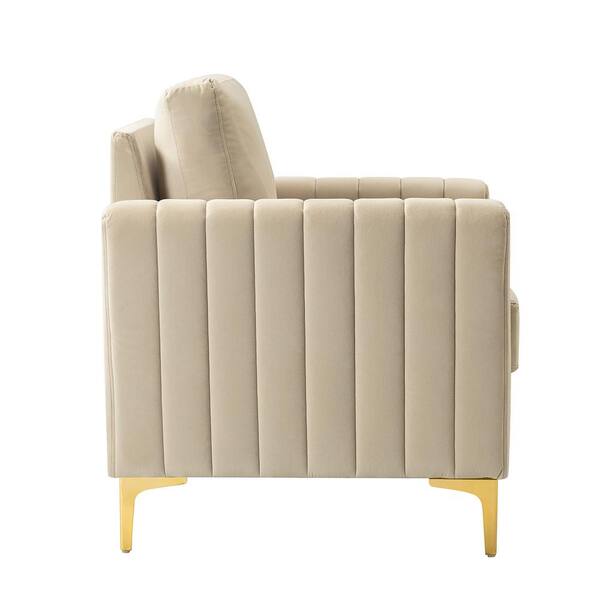 JAYDEN CREATION Ennomus Modern Tan Velvet Cushion Back Club Chair 