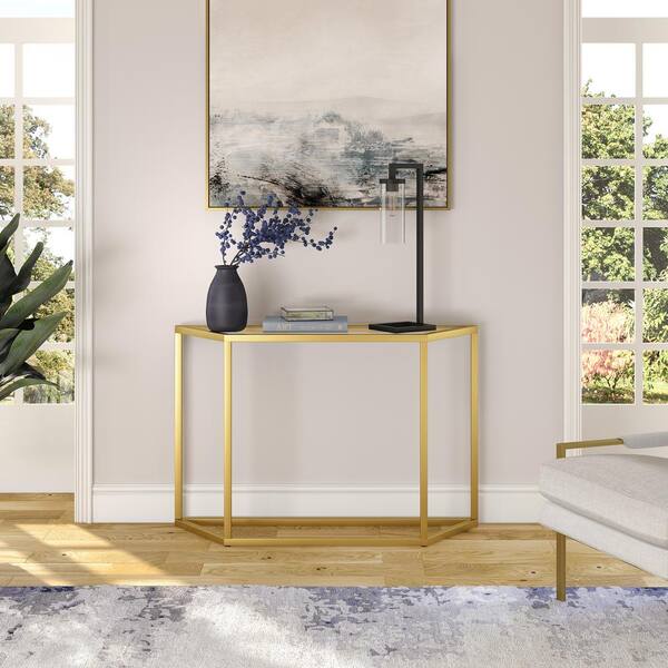 In Brass Rectangle Glass Console Table, Small Modern Console Table With Storage