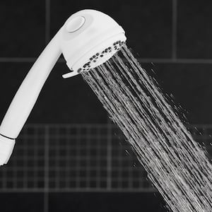 5-Spray 3.5 in. Single Wall Mount Handheld Shower Head in White