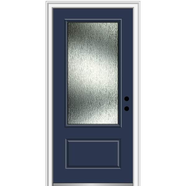 MMI Door 36 in. x 80 in. Left-Hand/Inswing Rain Glass Naval Fiberglass Prehung Front Door on 6-9/16 in. Frame