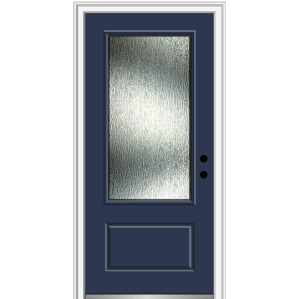 Rain Glass 36 in. x 80 in. Left-Hand Inswing 3/4 Lite 1-Panel Painted Blue Prehung Front Door on 4-9/16 in. Frame price history on PriceWatchPro