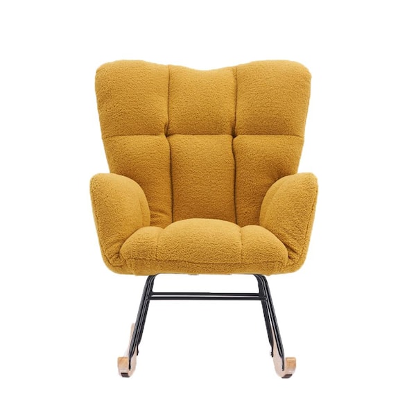 STICKON Yellow Fabric Rocking Chair (Set of 1)