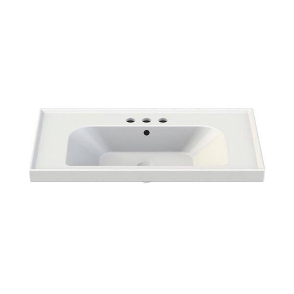 Nameeks Frame Wall Mounted Vessel Bathroom Sink in White with 3 Faucet Holes