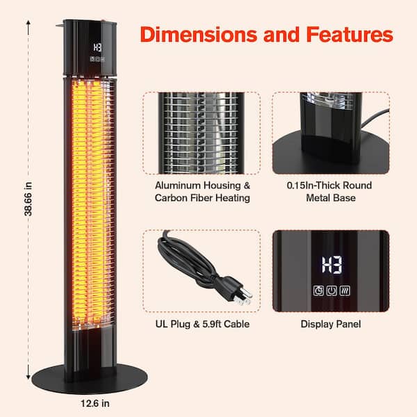 Poloma 1500-Watt Electric Tower Space Heater Standing Heater with