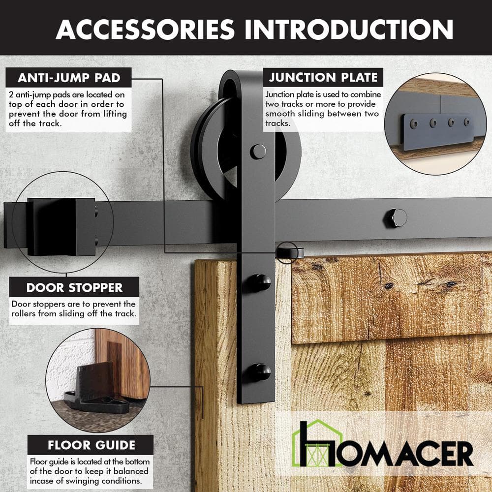 Rustic Black Double Sliding Barn Door Hardware Kit with Spoke Wheel Design