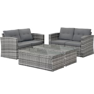 4-Piece Outdoor Patio Rattan Wicker Sofa Furniture Set