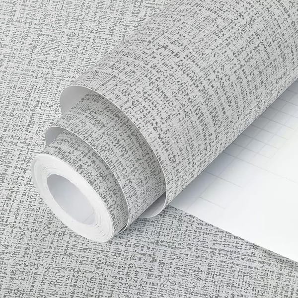 Light Gray Textured Peel and Stick Wallpaper Roll (Set of 1)