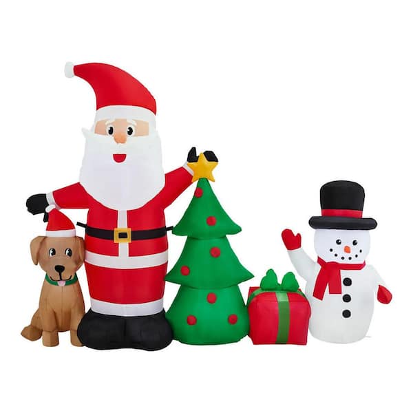 Home Accents Holiday 6.5 ft Santa Snowman and Dog Holiday Inflatable ...