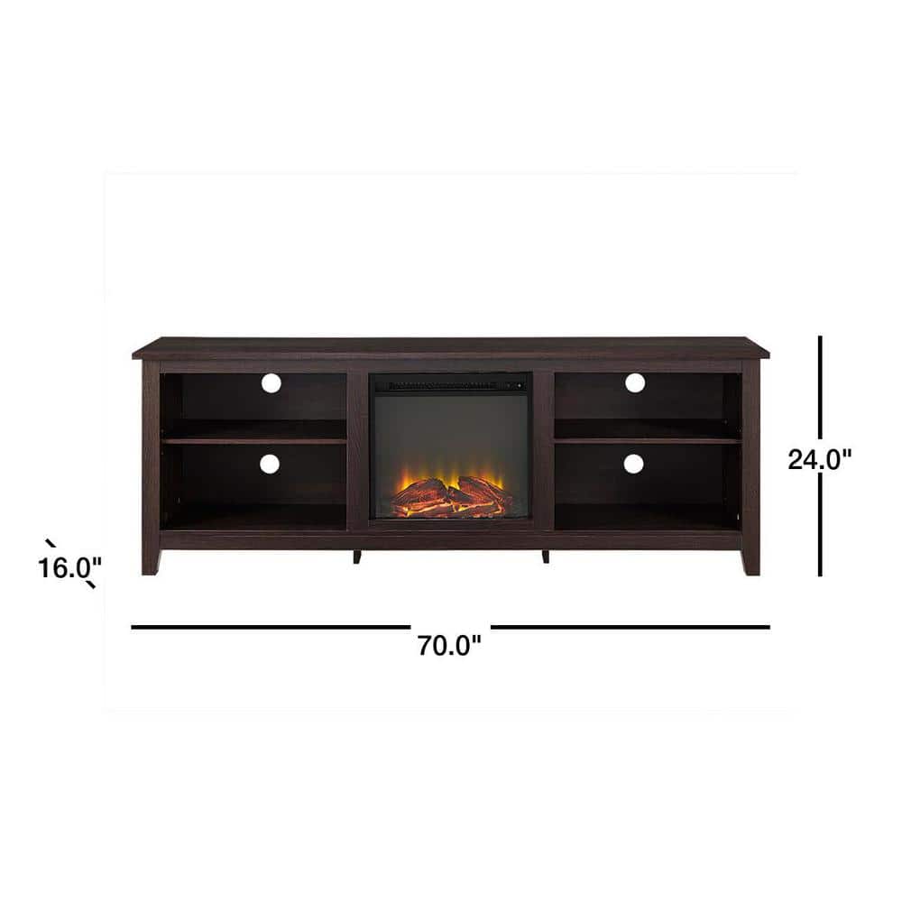 Espresso 70" MDF Fireplace TV Stand with Storage
