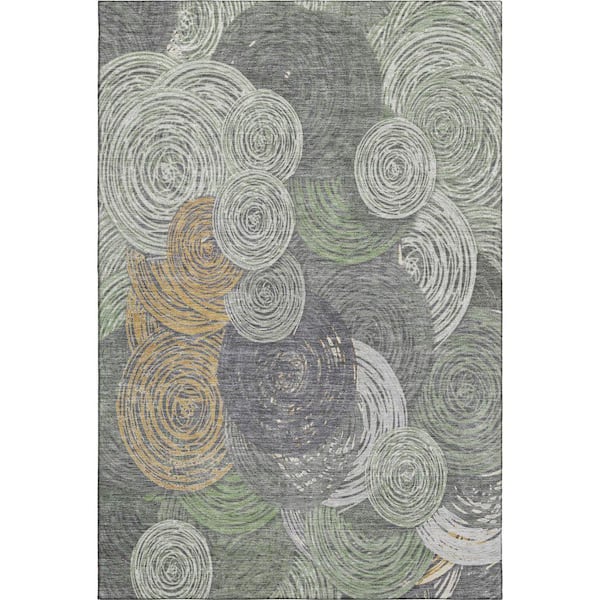 Mayfield Premium Machine Washable Abstract AMF2267 Green 10 ft. x 14 ft. Area Rug