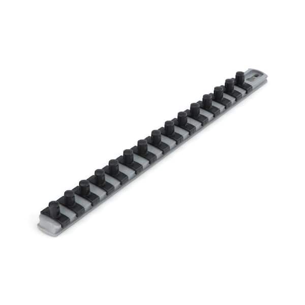 TEKTON 3/8 in. Drive x 13 in. Socket Rail, 15 Clips, Gray