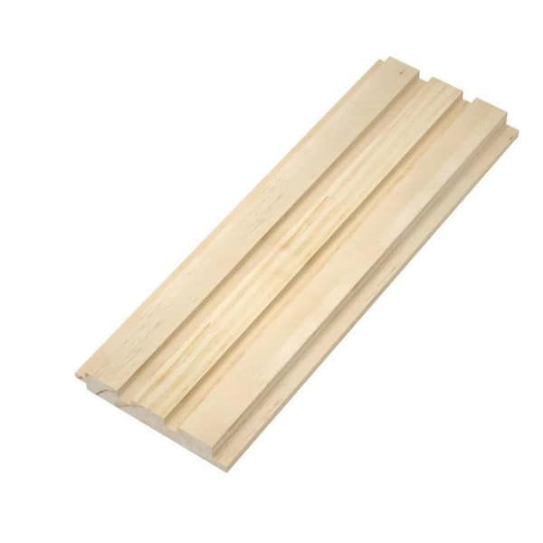 Ejoy 94.4 in. x 5 in x 0.8 in. Solid Wood Wall 3 Grid Siding Board (Set of 3-Piece)