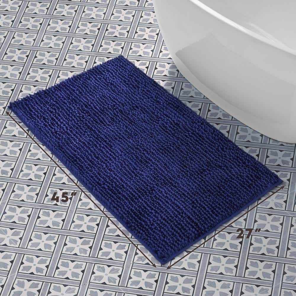 Laura Ashley Navy Blue Chenille Bath Mat Set