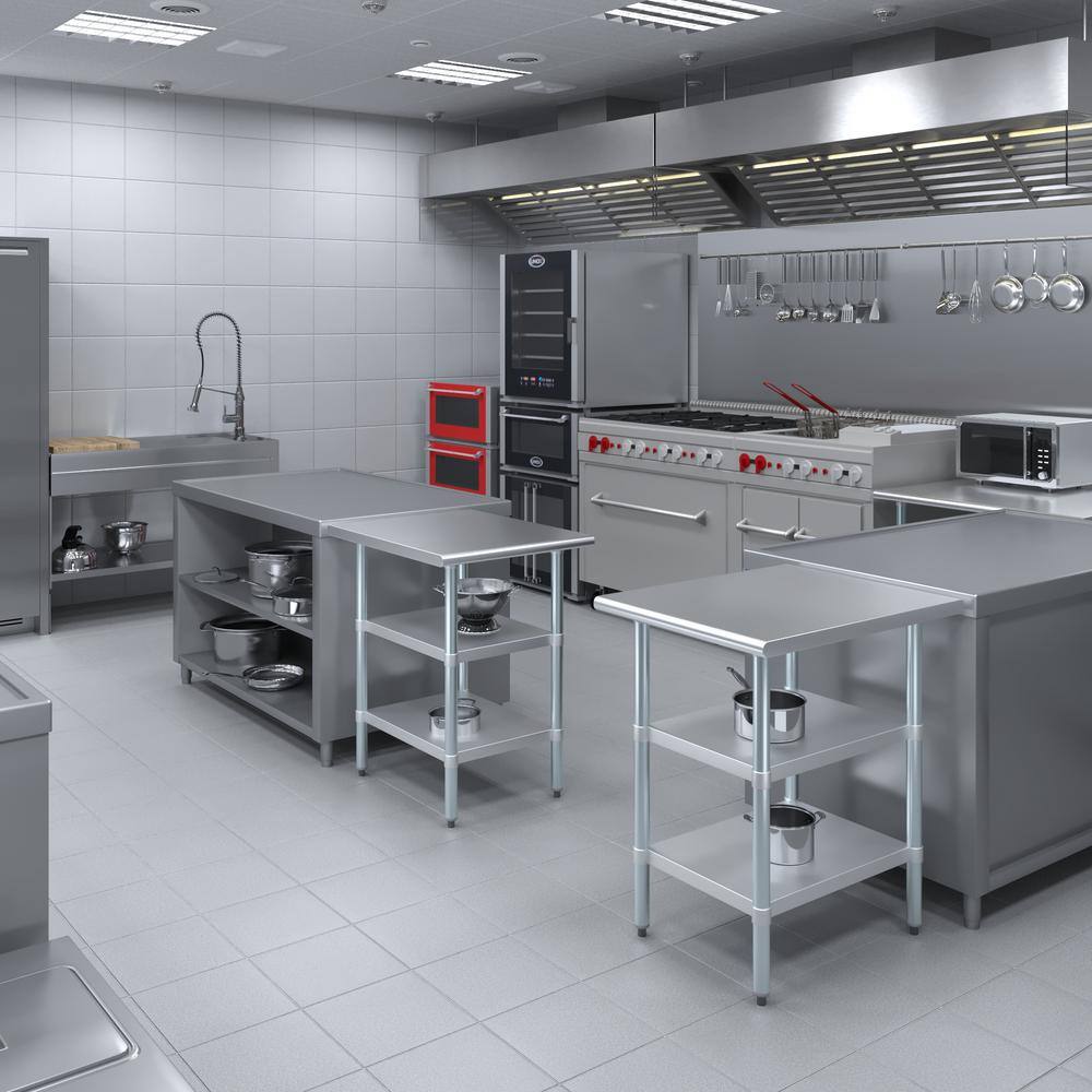 30" x 24" Stainless Steel Utility Table with Two Shelves