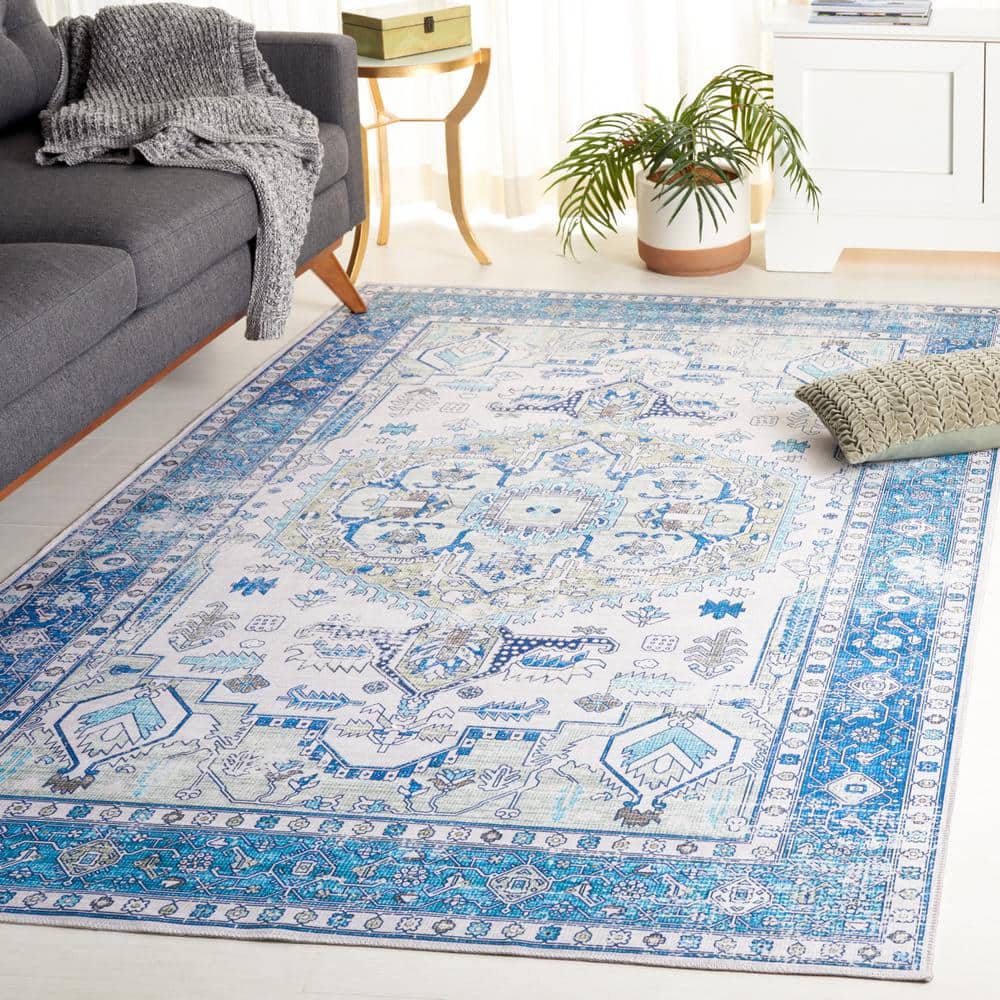 Arizona Blue and Beige 8' x 10' Washable Area Rug