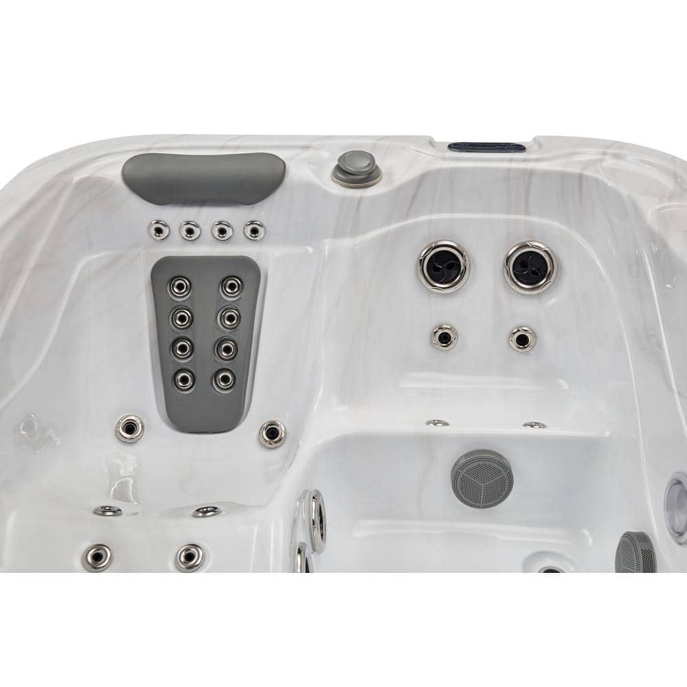 Gray Acrylic 3-Person Rectangular Hot Tub with LED Lighting