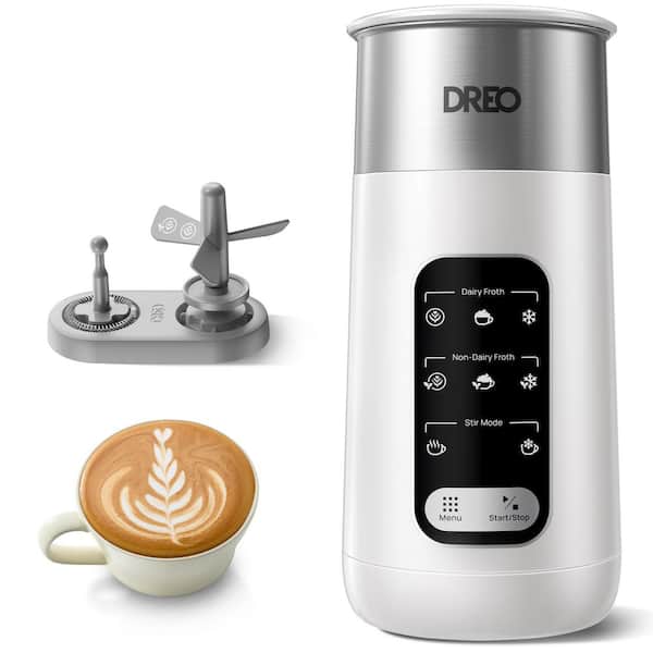 DREO 9 oz. Stainless Steel Barista Maker Air 8-in-1 Milk Frother in White