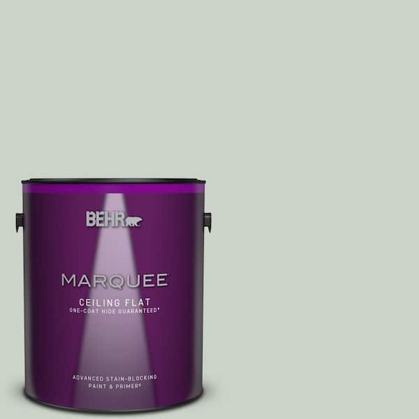 BEHR MARQUEE 1 gal. #MQ3-48 Shy Green One-Coat Hide Ceiling Flat Interior Paint & Primer