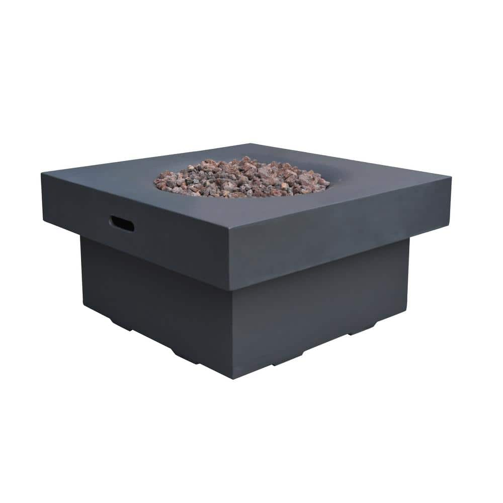 Branford 34 in. x 17 in. Square Concrete Natural Gas Fire Pit Table in Black -  Modeno, OFG141BK-NG