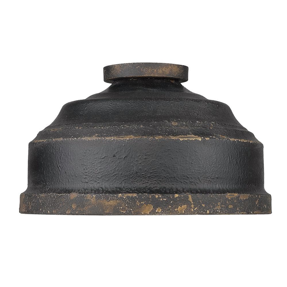Antique Black Iron and Glass 3-Light Flush Mount