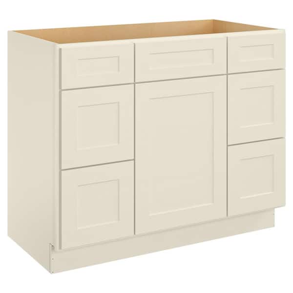 HOMEIBRO 42  X 21 in.D X 34.5 in.H Bath Vanity Cabinet without Top in Shaker Antique White