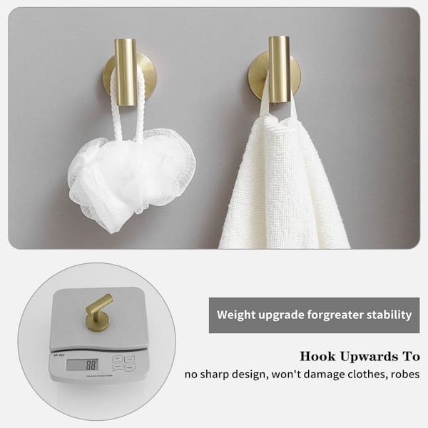 5-Piece Bath Hardware with Towel Bar Towel Rack Towel Hook Toilet Paper Holder and Towel Ring Set in Brushed Gold