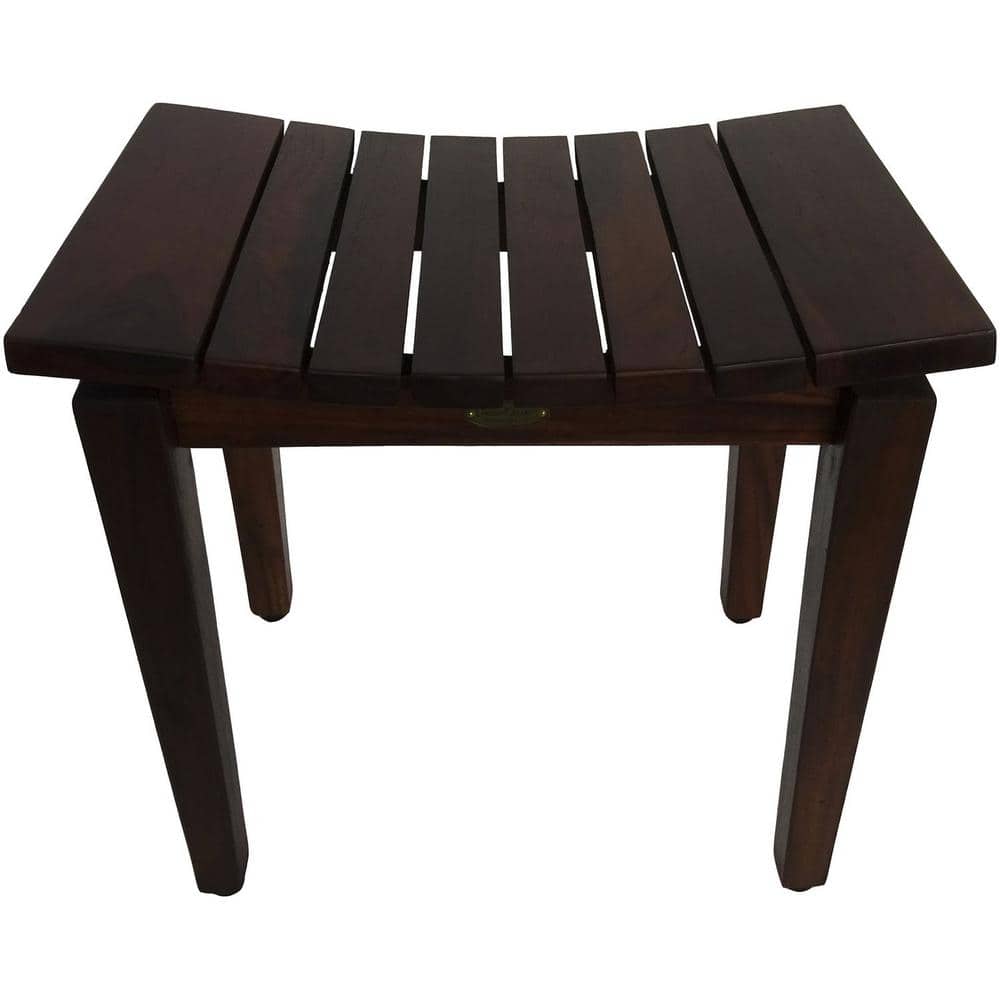 HomeRoots Caroline Contemporary Flared Teak Shower Stool or Bench in