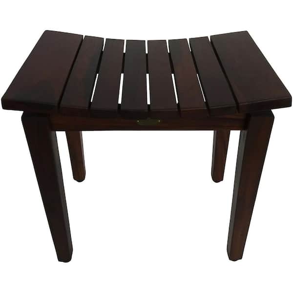HomeRoots Caroline Contemporary Flared Teak Shower Stool or Bench in Brown Finish ( 20 in X 12 in X 20 in )