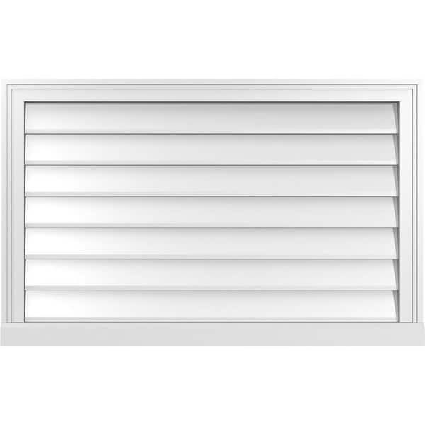 Ekena Millwork 38 in. x 24 in. Vertical Surface Mount PVC Gable Vent: Decorative with Brickmould Sill Frame